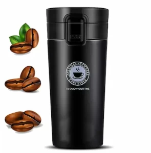 Insulated Coffee Mug Hot and Cold with Lid Double Walled 300ml black