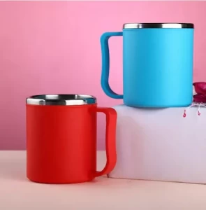 Multicolor Double Wall Insulated Steel Plastic Coffee Mug 200 ml