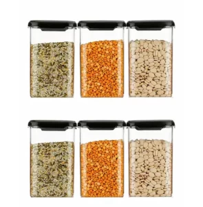 Airtight Plastic Square Container Set Of 6 1100ml Airtight Plastic Square Container Set Of 6 1100ml