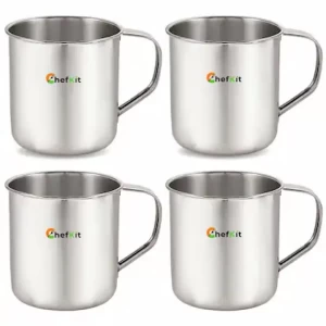 Stainless Steel Single Walled Mug Pack of 4