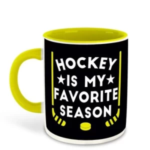Hockey is My Favorite Season Printed Yellow Coffee Mug