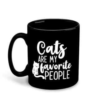 Cats are my favorite People Printed Black Coffee Mug
