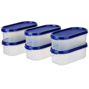 Oval Type Modular Plastic Storage Containers Set of 6 500 ml