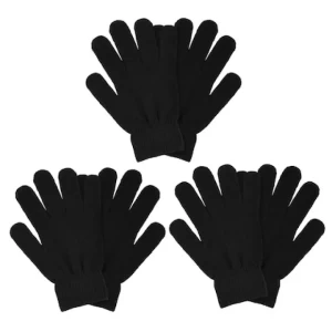 Unisex Adult Black Cold Weather Gloves Pack of 3 Unisex Adult Black Cold Weather Gloves Pack of 3