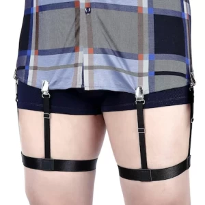 Men Adjustable Elastic Black Shirt Holder with Non-slip Locking Clamps