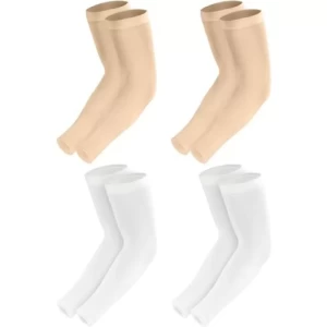 Kemford Unisex Adult White and Beige Arm Warmers Pack of 4