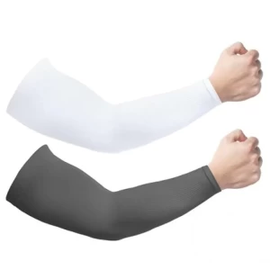Unisex White and Deep Grey Arm Warmers