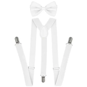 Unisex Adult White Suspenders