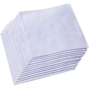 Men White cotton Handkerchiefs Pack of 12 Men White cotton Handkerchiefs Pack of 12