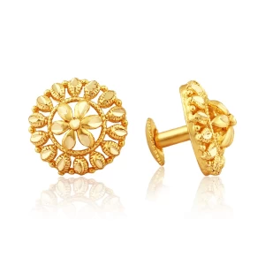 Traditional South Screw Back Gold and Micron Plated Round Earring