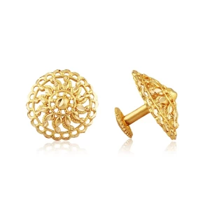 Traditional  Back Alloy Gold and Micron Plated Round Earring