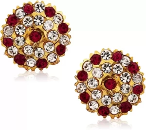 American Diamond studded Alloy Gold Plated Red Stone Earring
