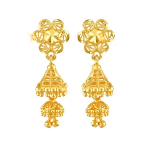 Traditional Alloy Gold Plated Floral Jhumka Earrings