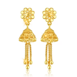 Women  Alloy Gold Plated Jhumki Earrings