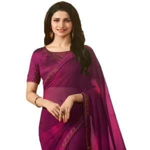 Star Walk Georgette Stone Work Purple Saree Star Walk Georgette Stone Work Purple Saree