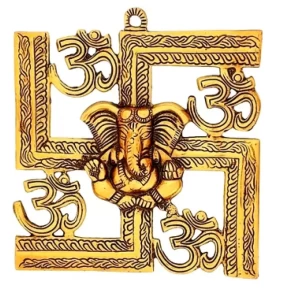 SWASTIK GANESH  FOR WALL HANGING  GOLD OXADISE SWASTIK GANESH  FOR WALL HANGING  GOLD OXADISE