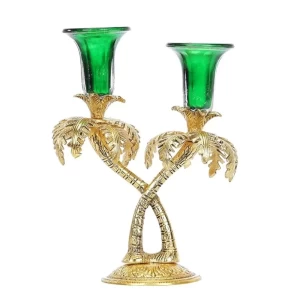 Golden And Green Aluminum Candle Holder Golden And Green Aluminum Candle Holder