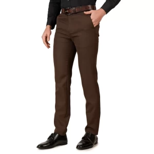 Mens Formal Poly Cotton Slim Polo Fit Trouser Chocolate Brown