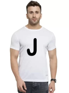 ALPHABET J White TSHIRT For Men ALPHABET J White TSHIRT For Men
