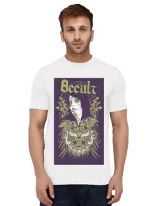 Occult Girl Skull Mens White TShirt