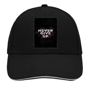 Never Give Up Black Cotton cap with patch embroidery