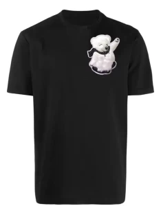 Black Printed Round Neck Tshirt For Women