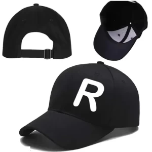 Pure Cotton Alphabetic R Black Cap For Unisex
