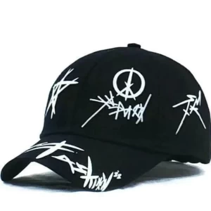Stylish Retro Letters Printed Black Cap Stylish Retro Letters Printed Black Cap