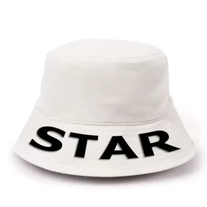 White Printed Bucket Hat For Women
