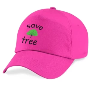 Save the Tree Printed Cotton Pink Cap For Women