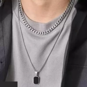 Pine Pearls Double Layered Silver Chain For Men