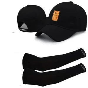 Combo of Hand Sleeve and Black Cap for Men