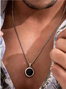 Round Black Pendant for Men