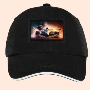 F1 Car Printed Black Cap For Men F1 Car Printed Black Cap For Men