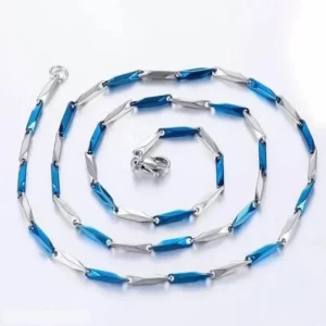 Silver Plated Alloy Blue Chain for Men