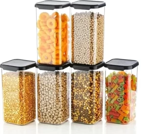 Airtight Plastic Square Container Set for Kitchen Storage 6 pcs