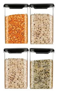 Airtight Plastic Square Container Set for Kitchen Storage 4 pcs