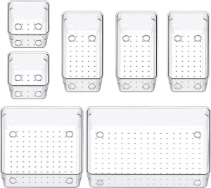 7 Pieces Transparent Dressing Table Organizer