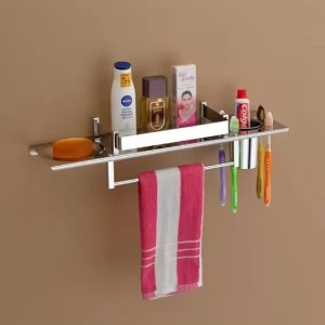 4 in 1 Stainless Steel Towel Hanger Bathroom Shelf
