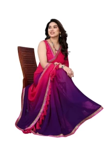 Georgette HIT Magenta PADING SAREE WITH EMBROIDERY WORK LACE Georgette HIT Magenta PADING SAREE WITH EMBROIDERY WORK LACE