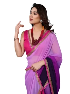 Georgette HIT Purple PADING SAREE WITH EMBROIDERY WORK LACE Georgette HIT Purple PADING SAREE WITH EMBROIDERY WORK LACE