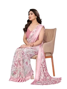 GOPI BRIGHT MOSS SATIN PATTA PRINTED PEACH SAREE GOPI BRIGHT MOSS SATIN PATTA PRINTED PEACH SAREE