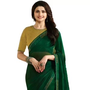 Star Walk Georgette Stone Work Green Saree Star Walk Georgette Stone Work Green Saree