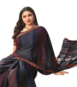 Moss chiffon Blue Bandhni Saree For Women Moss chiffon Blue Bandhni Saree For Women