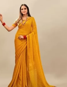 Star Walk Georgette BANGLORI Yellow Saree Star Walk Georgette BANGLORI Yellow Saree