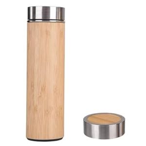 Bamboo steel water bottle flask