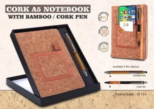 Designed cork notebook with pen Designed cork notebook with pen