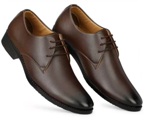 Lightweight Leather Lace up Brown Guddy Formal Shoes For Men Lightweight Leather Lace up Brown Guddy Formal Shoes For Men