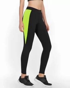 Womens Solid black and green Tights