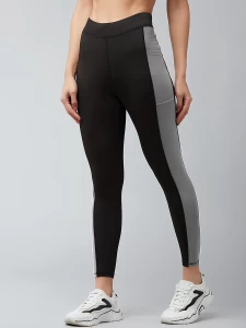 Womens Solid Black and Grey Tights Leggings